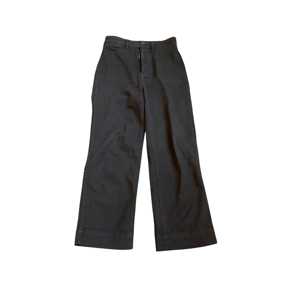 Quince Black Organic Cotton Wide Leg Stretch Pants High Rise Women Size 25